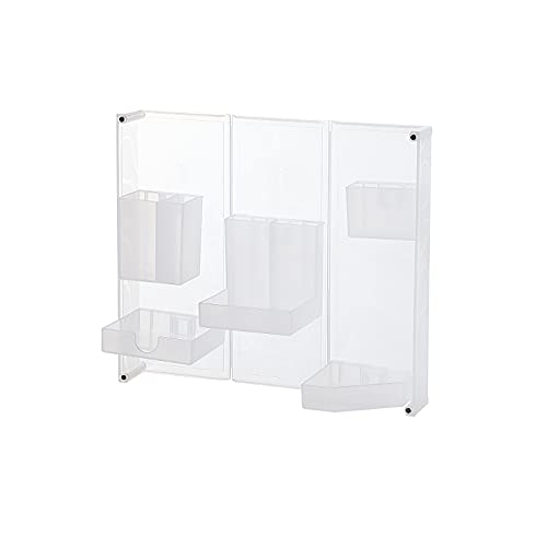 Foldable Magnetic Desk Organizer with Multi-Grid Storage - Pen/Pencil Holder & Makeup Organizer for Home, Office & School Supplies (Clear) | Perfect for Workspace Decluttering & Stylish Organization