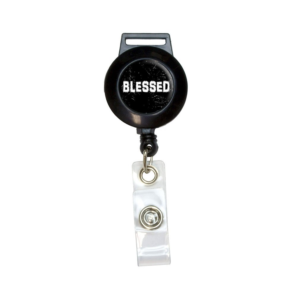 Blessed Distressed Christian Lanyard - Religious Inspirational Retractable Badge Reel with ID Card Holder for Work, Church & Events | Perfect for Teachers, Nurses & Church Volunteers