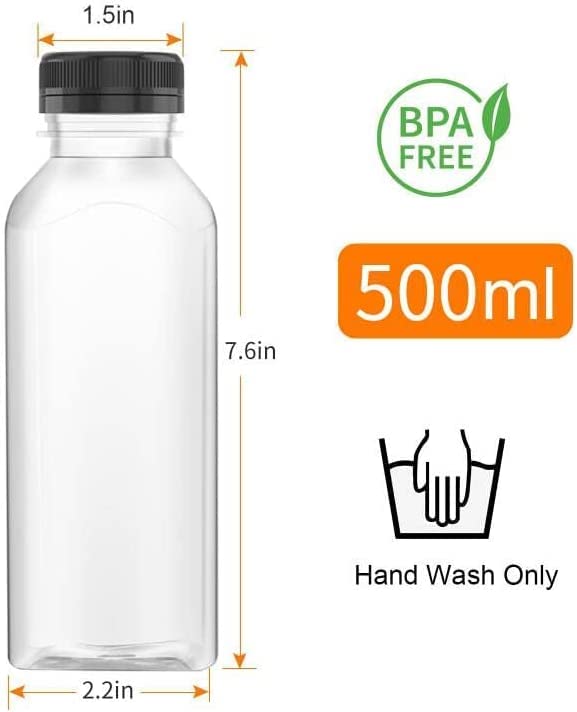 Goiio 3-Pack 17oz Clear Plastic Juice Bottles with Tamper-Proof Lids - Empty BPA-Free Drink Containers for Juice, Milk, Smoothies & Beverages - Perfect for Home, Restaurant, Cafe & Meal Prep Storage