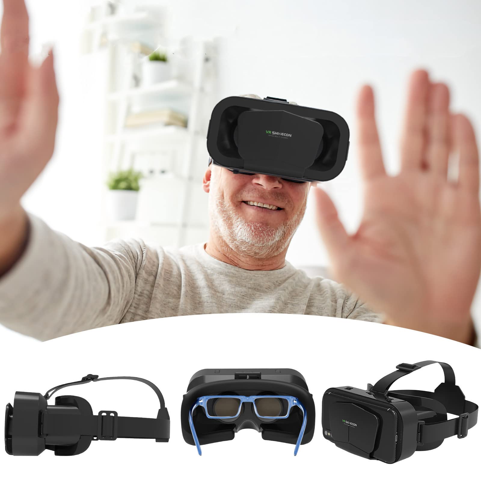 3D VR Headset - Virtual Reality Gaming Glasses for Smartphones 4.7-7 Inch | Wireless Remote Control | Immersive 3D Movies & Gaming Experience | Compatible with iPhone, Android & Most VR Apps