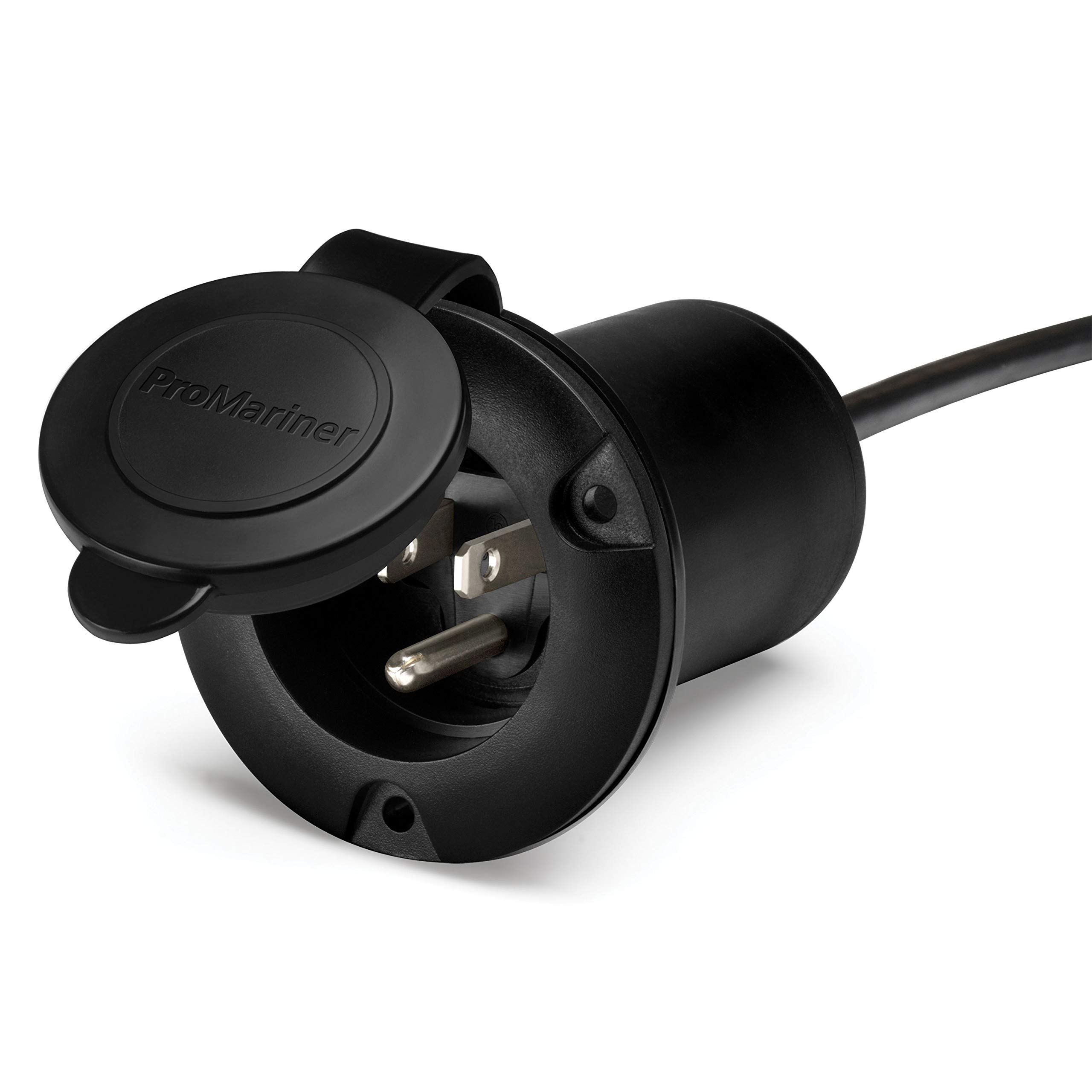 ProMariner 51300 Universal AC Plug Holder - Black - Marine & RV Power Adapter for Boats, Yachts, Campers - Secure Electrical Connection for Onboard Devices