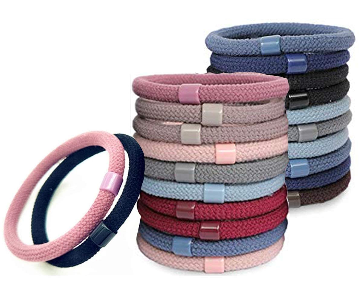 Rlanos 10pcs High Elastic Hair Ties - No Metal No Damage Ponytail Holders for Thick & Curly Hair (Colored/Clear) - Soft Hair Rubber Bands for Women, Girls & Men - Perfect for Workouts, Office & Daily Styling