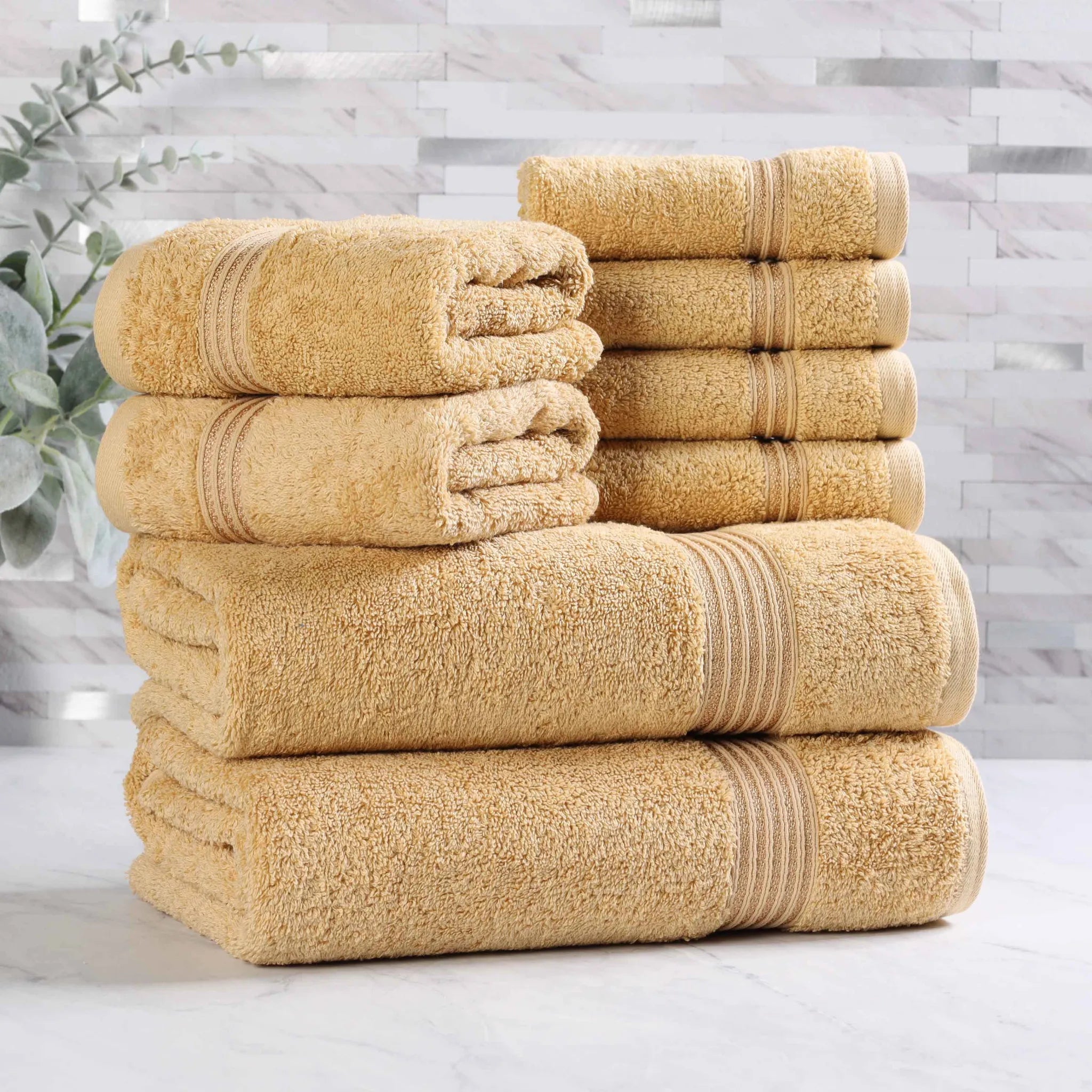 Premium Heritage Egyptian Cotton Plush Heavyweight 8-Piece Bath Towel Set - Ultra Soft & Absorbent for Spa, Luxury Hotel & Home Bathroom Use