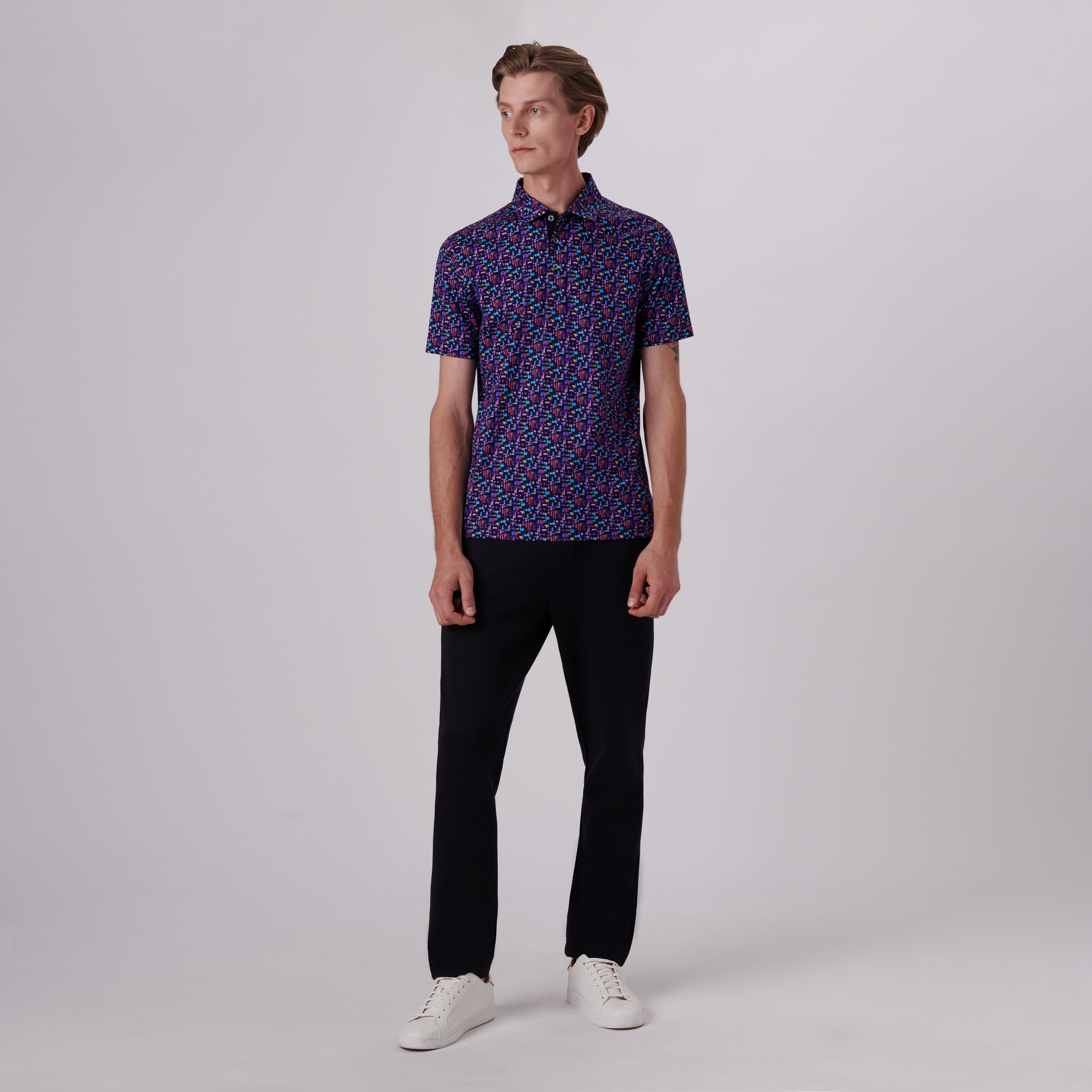 Hendrix Abstract Print Polo Shirt for Men - Stylish Casual Short Sleeve Button Down Shirt - Perfect for Office, Party & Summer Outfits