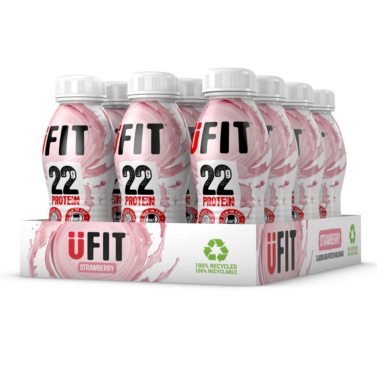 UFIT High Protein Strawberry Protein Shake - 12 Pack (310ml Each) | Delicious Meal Replacement for Weight Loss & Muscle Recovery | Perfect for Gym, Workout & Post-Exercise Recovery