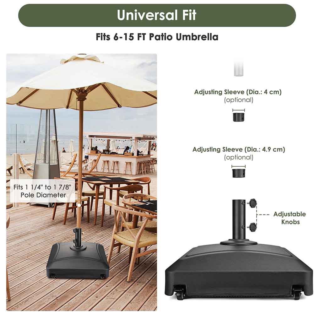TheLAShop 143 lbs. Heavy Duty Rolling Umbrella Base for 1 7/8 Inch Poles - Perfect for Patio, Deck, Poolside & Outdoor Events