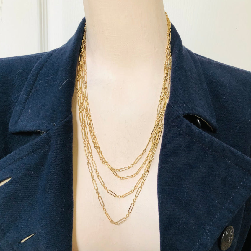 90 Inch Long Gold Over Sterling Silver Vermeil Chain Necklace - Elegant Layered Look for Women, Perfect for Parties, Weddings & Everyday Wear
