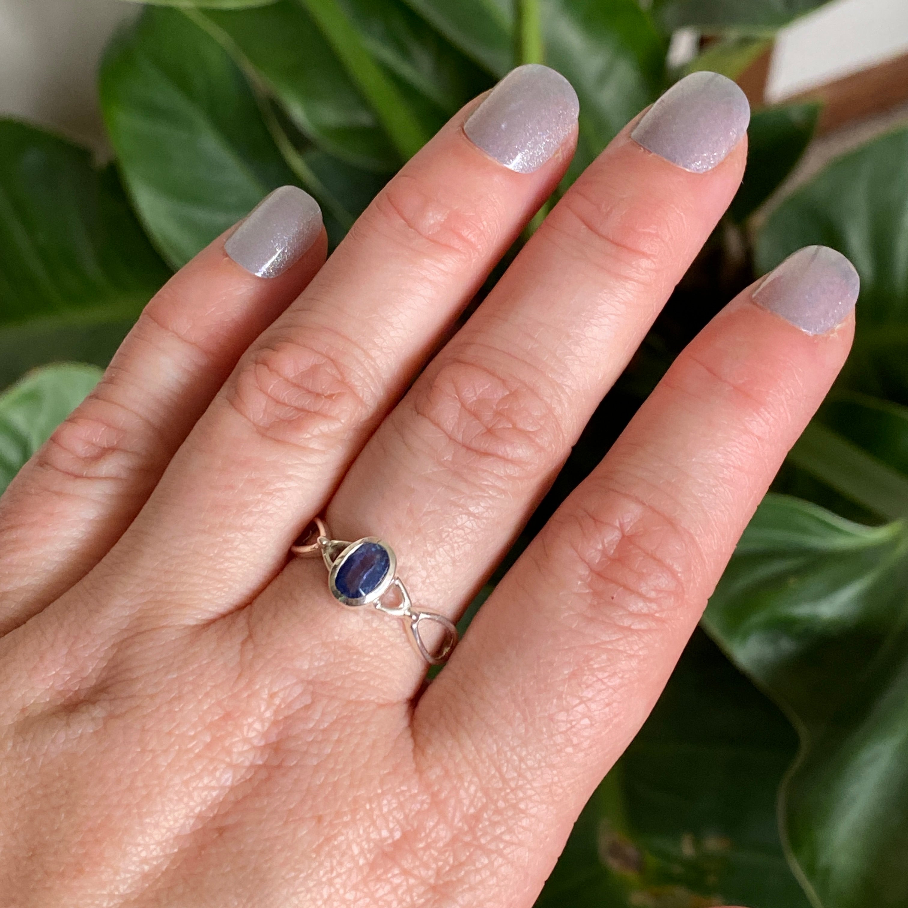 Blue Kyanite Oval Faceted Ring Size 8.5 - Sterling Silver Jewelry for Women, Handmade Gemstone Ring, Unique Spiritual Healing Crystal Ring for Meditation & Energy Work
