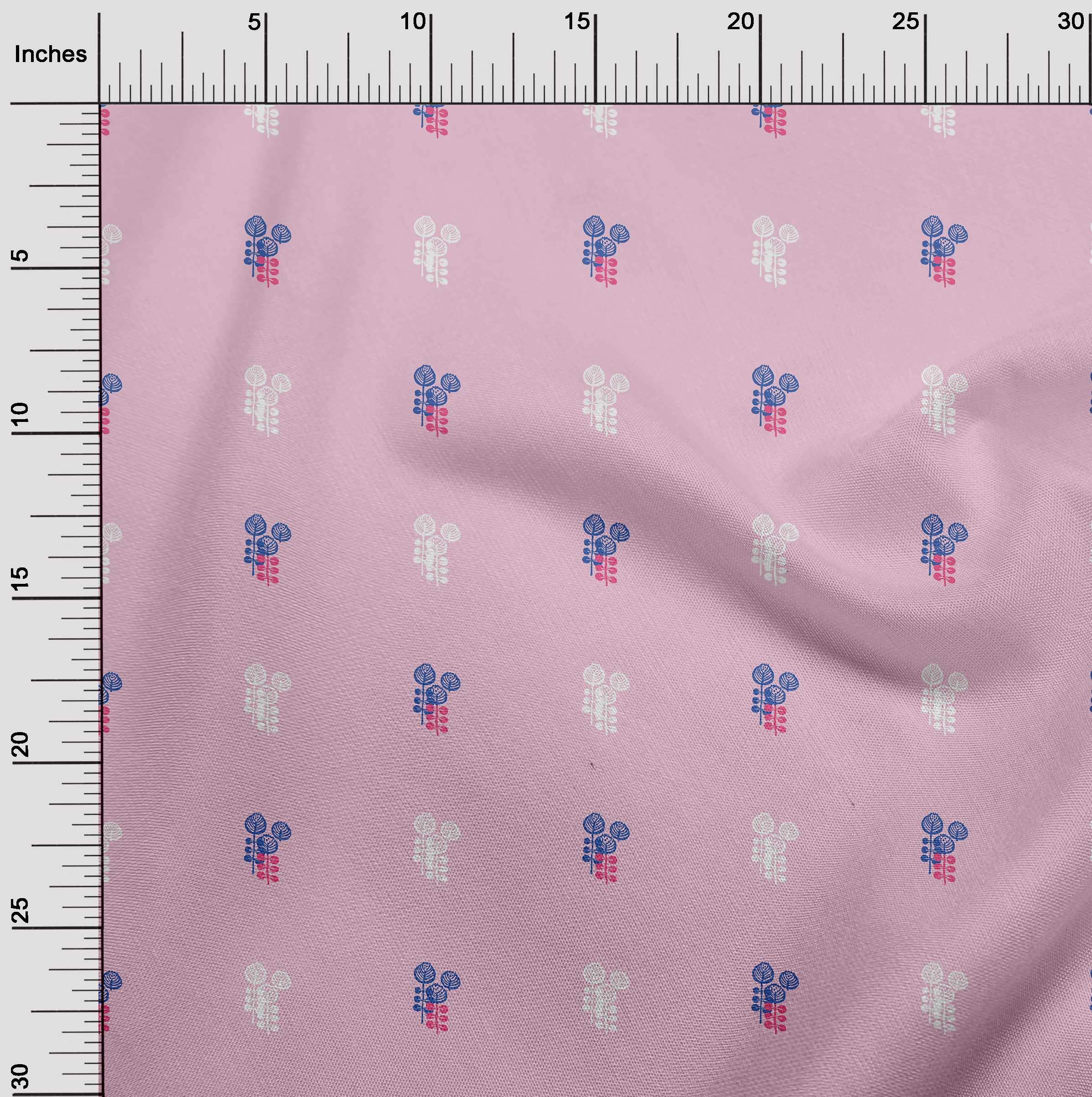oneOone Silk Tabby Pastel Pink Fabric Leaves Block Dress Material - 42 Inch Wide Printed Fabric by The Yard | Perfect for Dresses, Blouses & DIY Fashion Projects