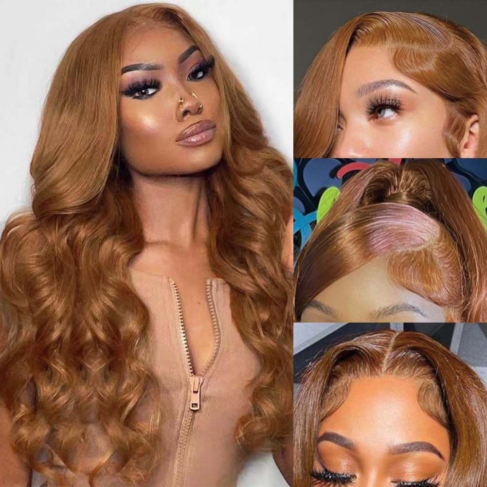 24 Inch Light Brown Body Wave Human Hair Wig - 13x4 Lace Front, 150% Density, Pre-Plucked with Baby Hair - Light Chocolate Brown Wig for Women | Perfect for Daily Wear, Cosplay, and Special Occasions