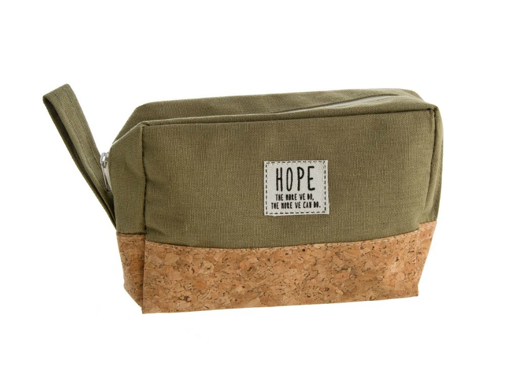 Hope Cork & Canvas Zipper Travel Makeup Pouch Bag - Olive Green Waterproof Cosmetic Organizer for Women | Perfect for Travel, Gym & Daily Essentials Storage