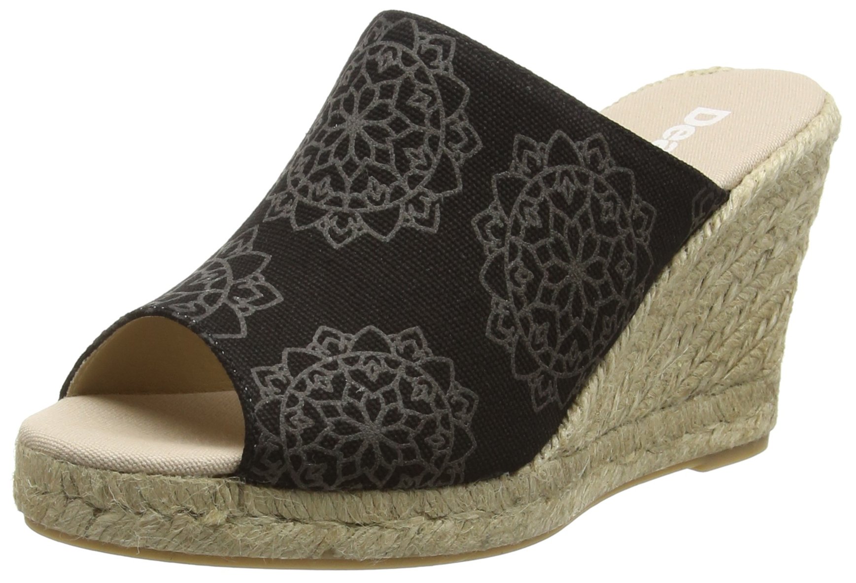 Desigual Women's Tarifa 6 Comfortable Black Sandals Size 8 | Casual Summer Beach Walking Shoes for Women | Perfect for Vacations, Outings and Daily Wear