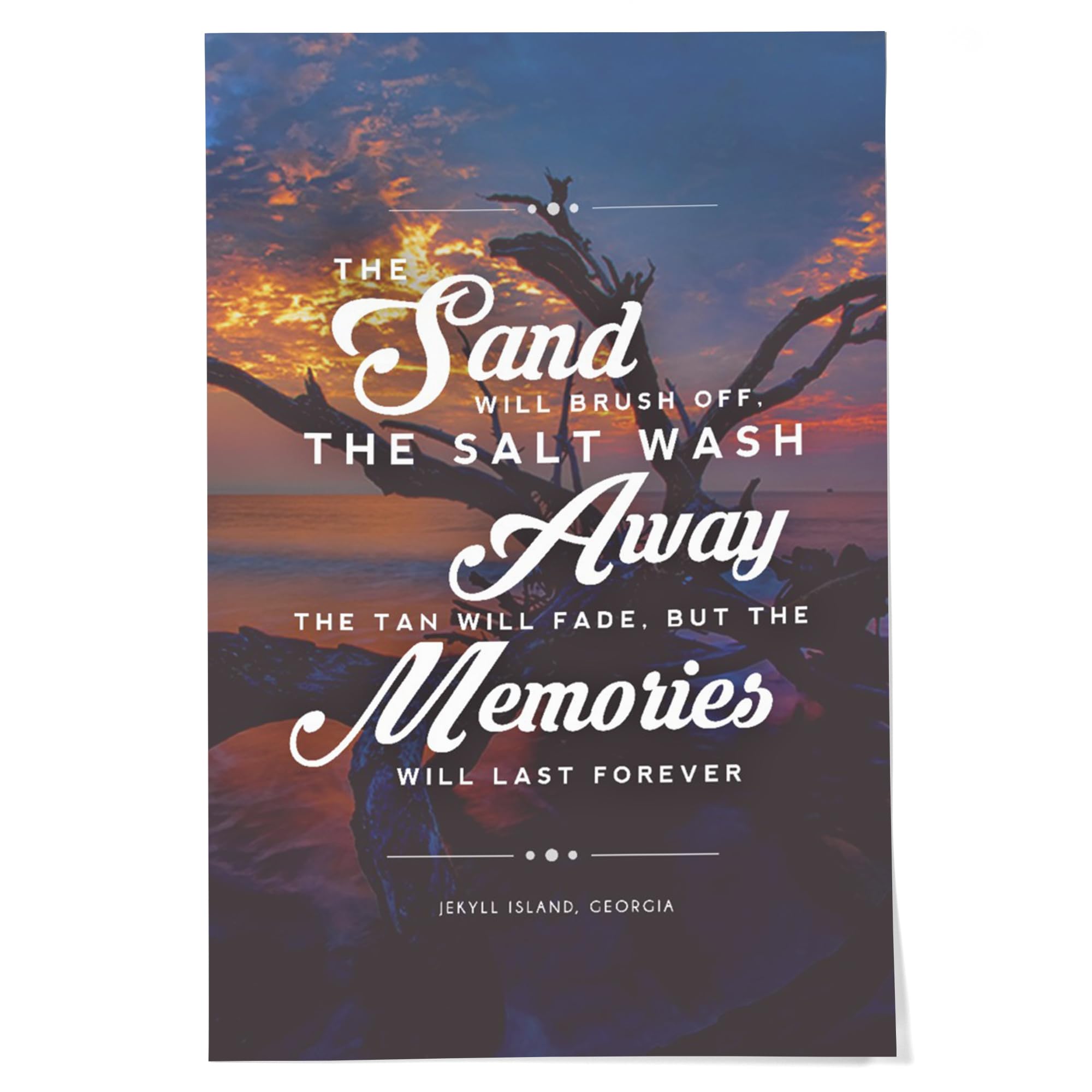 Lantern Press 24x36 Inch Giclee Art Print - Coastal Driftwood Beach Scene from Jekyll Island, Georgia - Premium Wall Decor for Living Room, Bedroom & Office