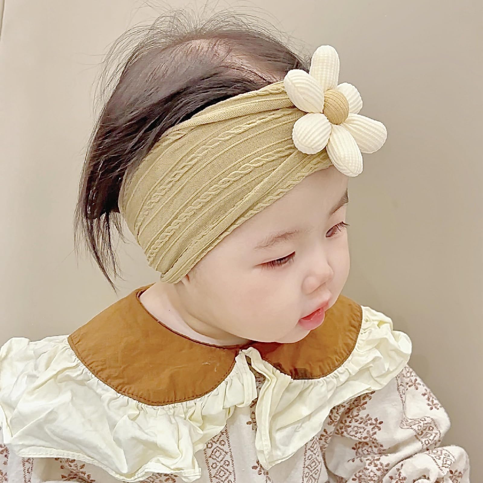 Baby Girl Headbands & Bows - Soft Elastic Flower Headbands for Newborns, Knotted Nylon Infant Headwear - Perfect for Baby Showers, Birthday Photos & Special Occasions