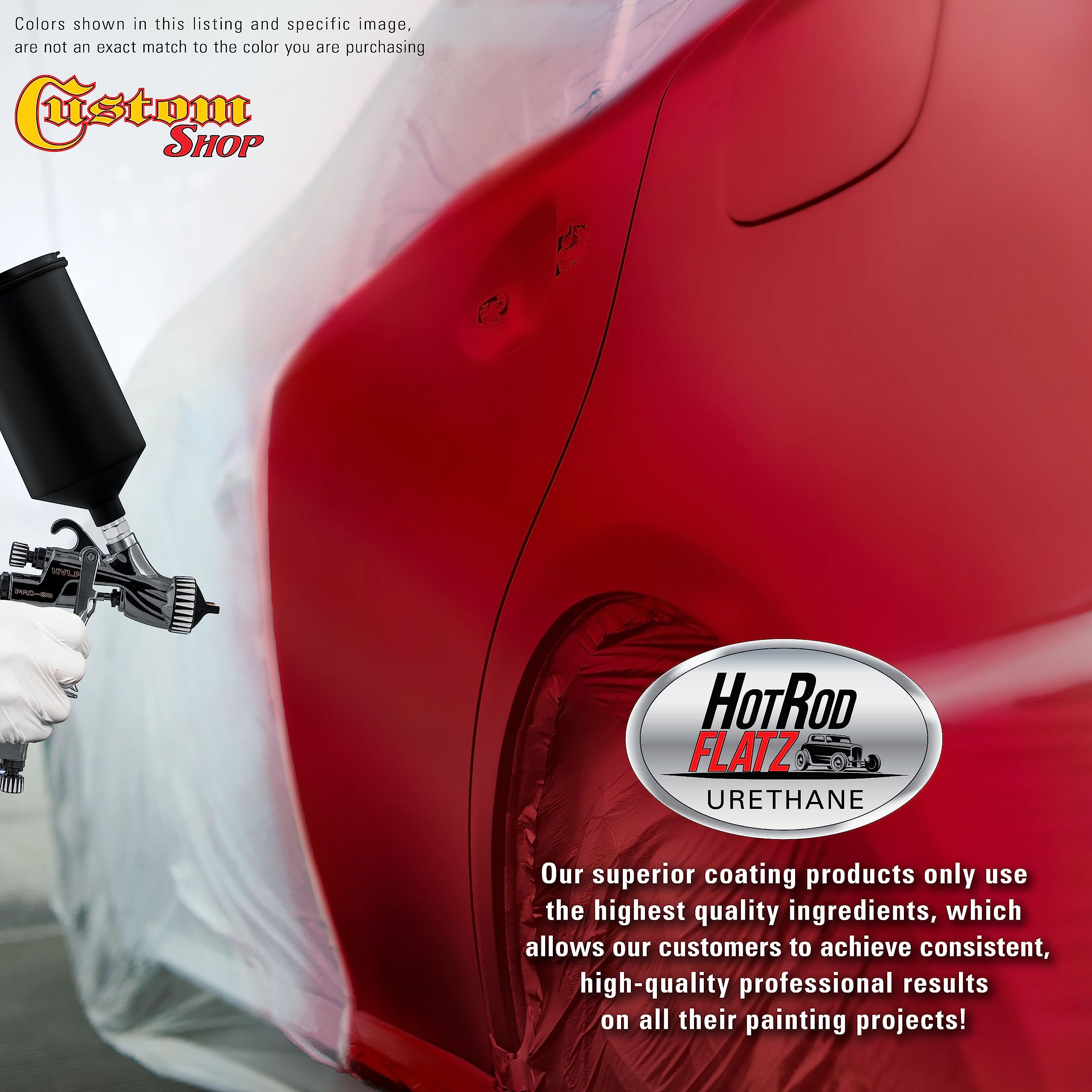 Professional Torch Red Hot Rod Flatz Flat Matte Satin Urethane Auto Paint Kit - 1 Gallon Complete Automotive Coating with 4:1 Mix Ratio - Ideal for Cars, Trucks & Low Sheen Vehicle Restoration Projects