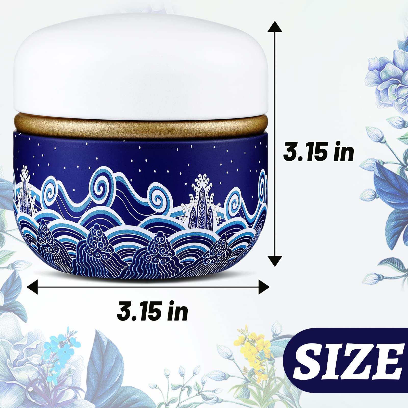 Premium Body Powder Case with Soft Powder Puff - Portable Talcum Powder Container & Tea Canister for Baby & Adult Use - Travel-Friendly Cosmetic Storage (Blue Sea) | Ideal for Diaper Bags, Gym Essentials & Home Organization