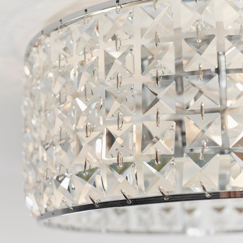 Belfont Clear Crystal and Chrome Flush Mount Ceiling Light for Bathroom - Modern Vanity Lighting Fixture for Home, Spa, or Powder Room