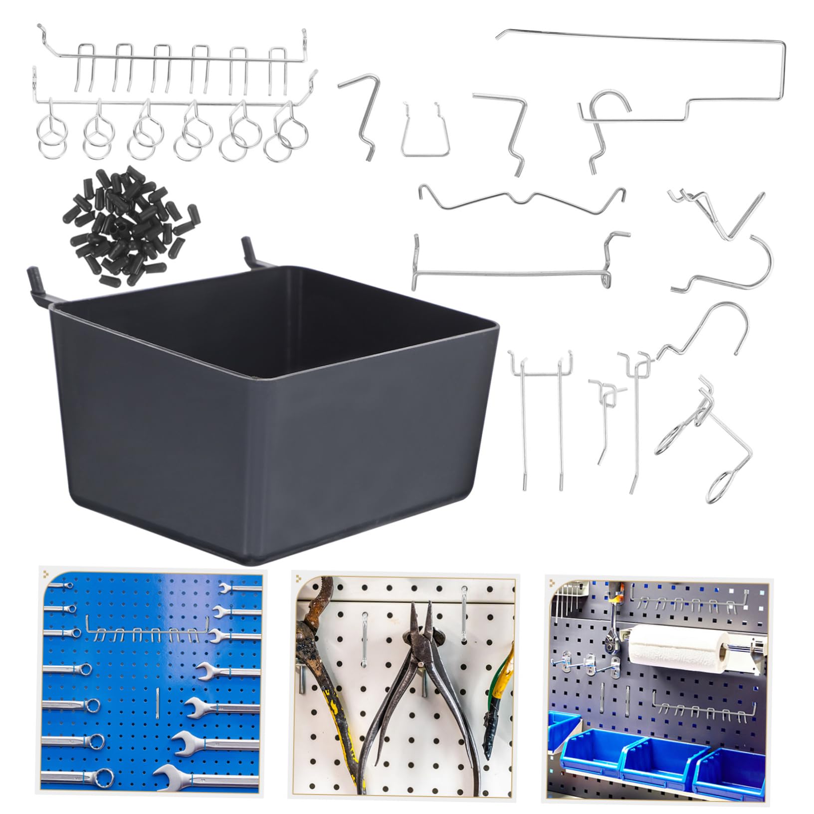 Heavy Duty 120-Piece CANIGHT Power Tool Organizer Wall Pegboard Hooks Kit - Durable Tool Storage Solution for Garage, Workshop & DIY Projects