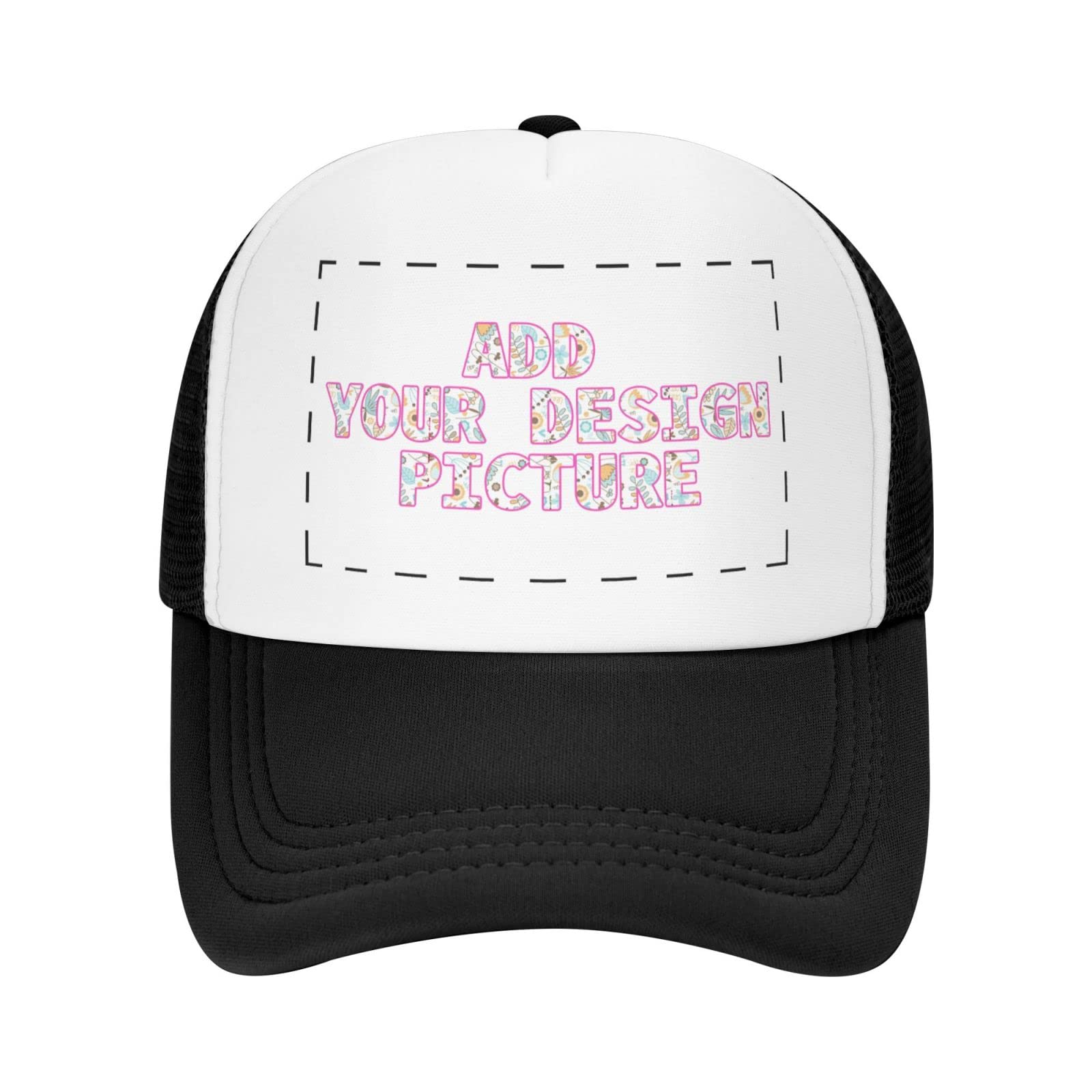 Custom Trucker Hats for Men & Women - Personalized Photo Baseball Caps - Design Your Own Hat - Black - Perfect for Sports, Outdoor Activities & Fashion Accessories