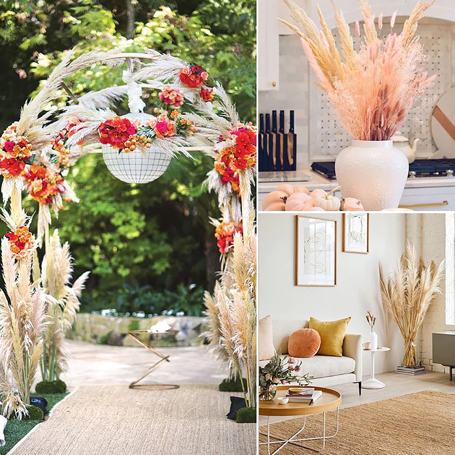 48 Inches (4 FT) Artificial Pampas Grass - 5 Large Stems with Bunny Tails for Boho Wedding & Home Decor | Tall Dried Floral Arrangement for Floor Vases, Living Room, Bedroom & Office Decoration (Black Reed)