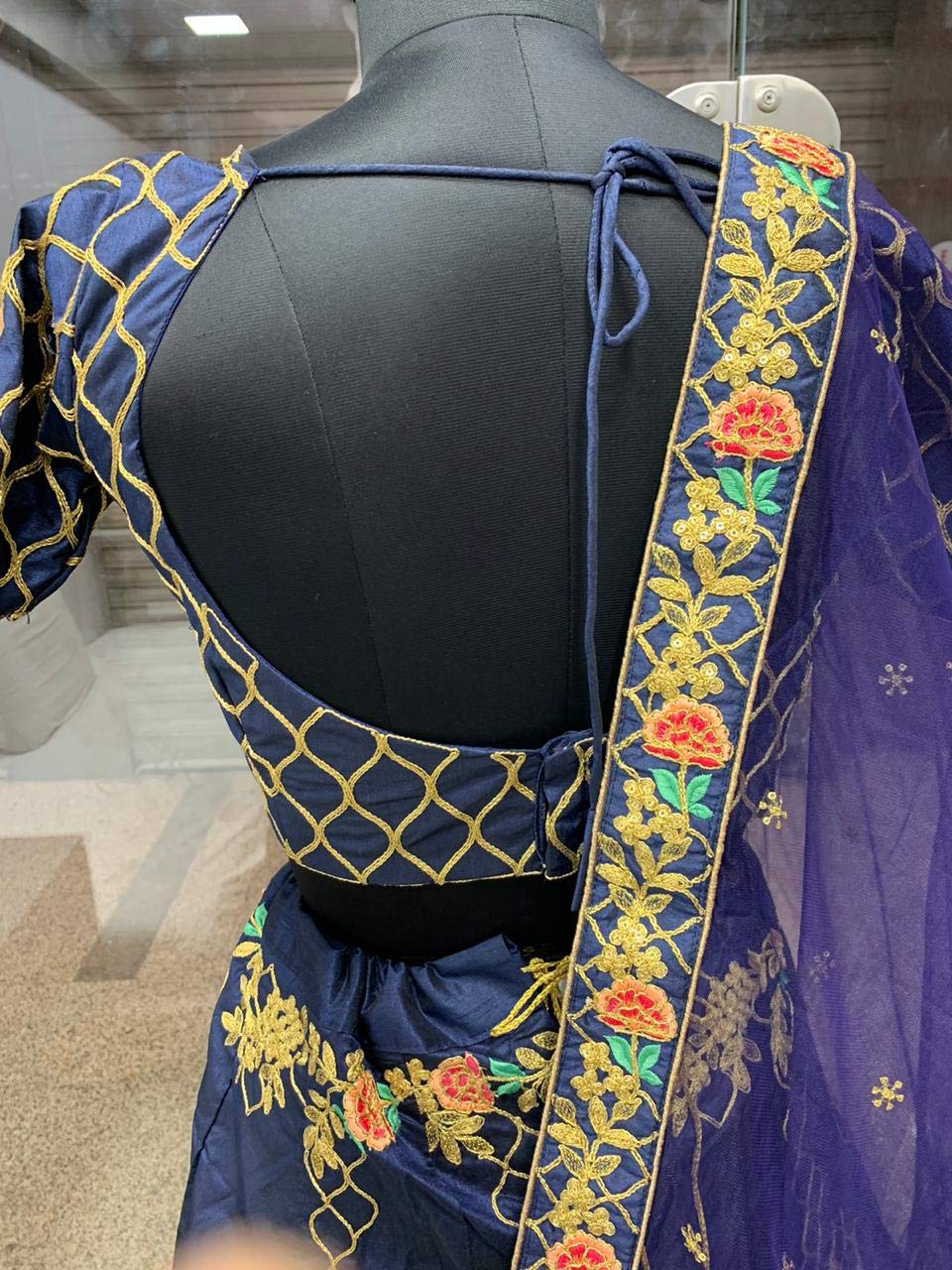 Indian Wedding Art Silk Bridal Lehenga with Dupatta for Women – Navy Blue Free Size | Perfect for Bridal Ceremonies, Sangeet & Mehendi Functions