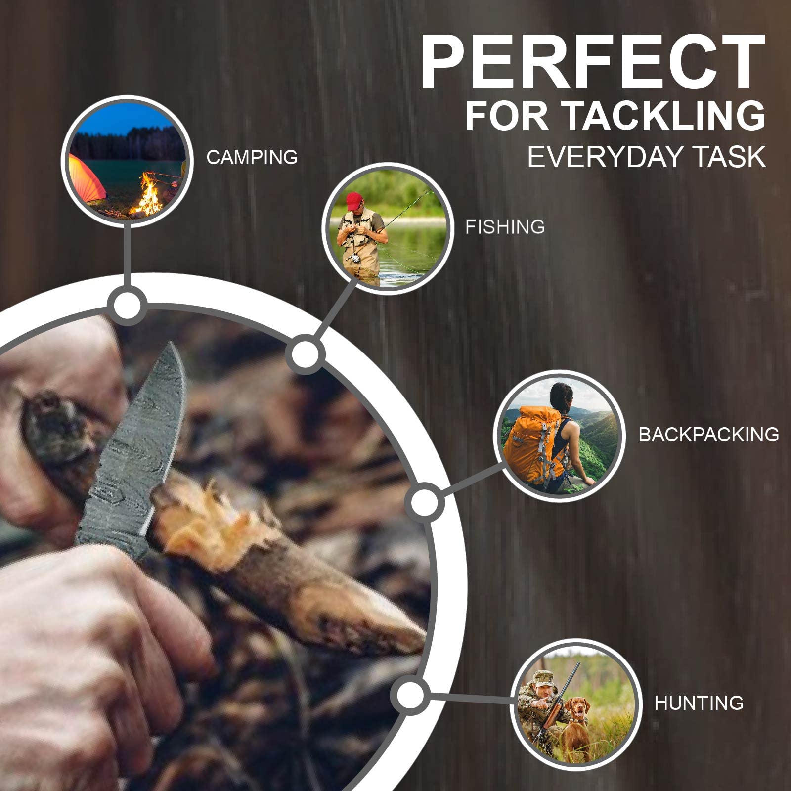 Premium Damascus Pocket Knife for Men - 133 Layer High Carbon Steel Handcrafted Folding Hunting Knife with Sharpener & Leather Sheath - Perfect Outdoor Survival Tool for Camping, Hunting, Hiking - Ideal Father's Day Gift for Husband, Dad (Buffalo Horn Handle) - Great for Bushcraft, Fishing, and Everyday Carry (EDC)