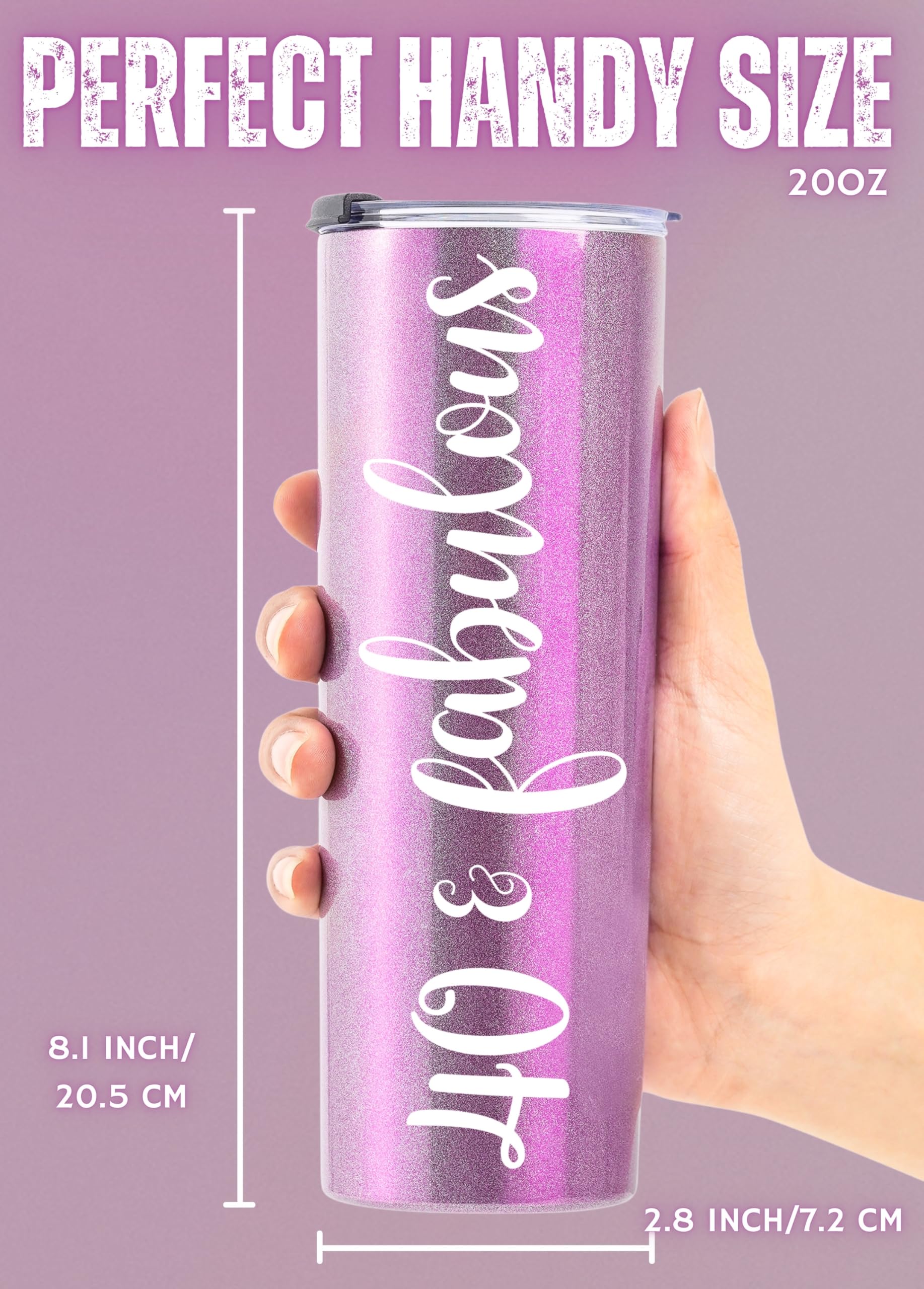 Onebttl 40th Birthday Gifts for Women - 20oz Tumbler with Straw, Dark Purple, Unique & Fabulous 40th Birthday Present Ideas - Perfect for Her Birthday Party, Office Use, or Daily Hydration