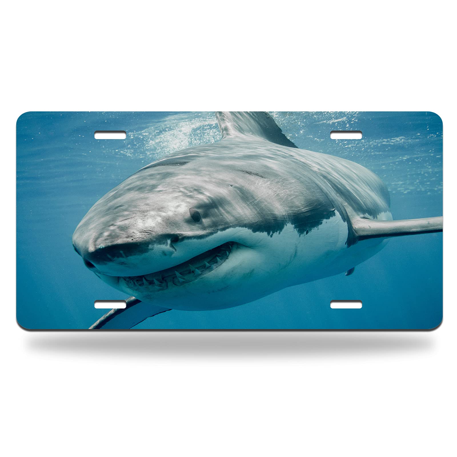 Wondertify Shark Smiling Swimming Blue Ocean Novelty Metal Car License Plate 12