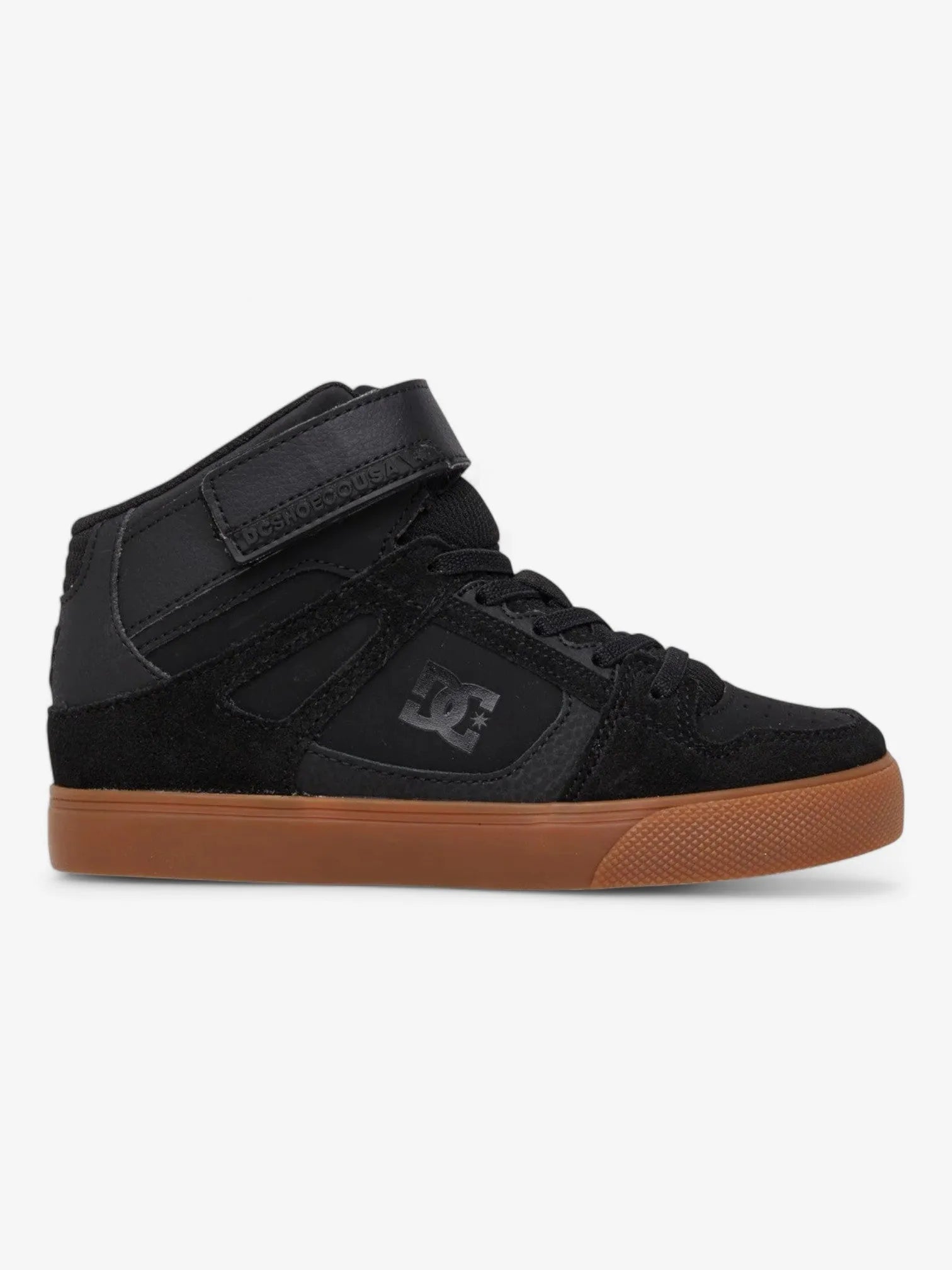 DC Kids Pure Hi-Top EV Skate Shoes - Black & Brown - High-Top Sneakers for Boys, Girls - Durable Skateboarding & Casual Wear Shoes for School, Park, and Everyday Use