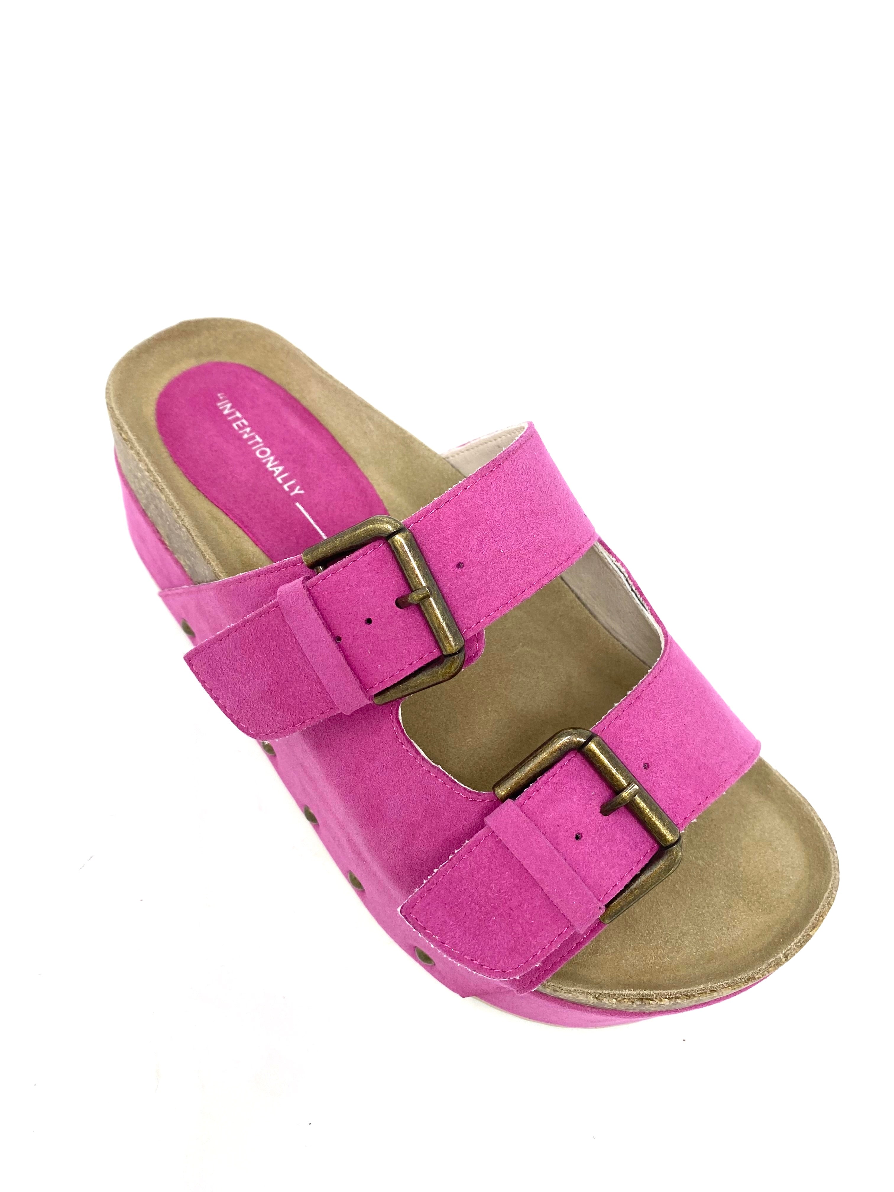 Intentionally Blank Women's Cooper 2 Platform Sandals - Fuchsia Pink Chunky Heel Summer Shoes for Beach, Vacation & Casual Outfits
