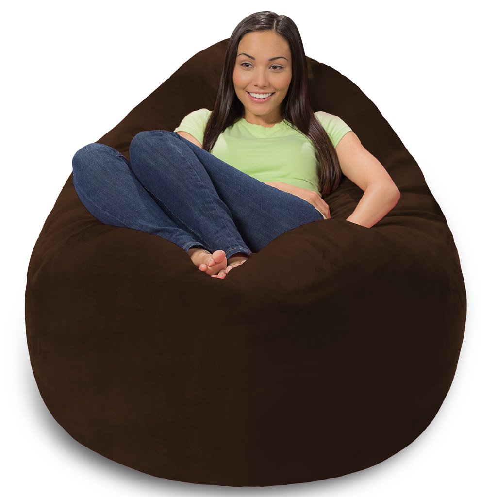 Premium Memory Foam Bean Bag Chair - Chocolate Brown Micro Suede Fabric | Ultra Comfortable Lounge Seat for Living Room, Bedroom, Dorm & Game Room