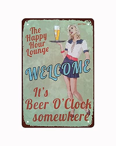 Vintage Metal Tin Sign - Barmaid Welcome Sign Retro Poster for Cafes, Bars & Pubs | 12x8 Inch Wall Decor | Perfect for Beer Clubs & Home Decoration | Ideal for Man Caves & Themed Restaurants
