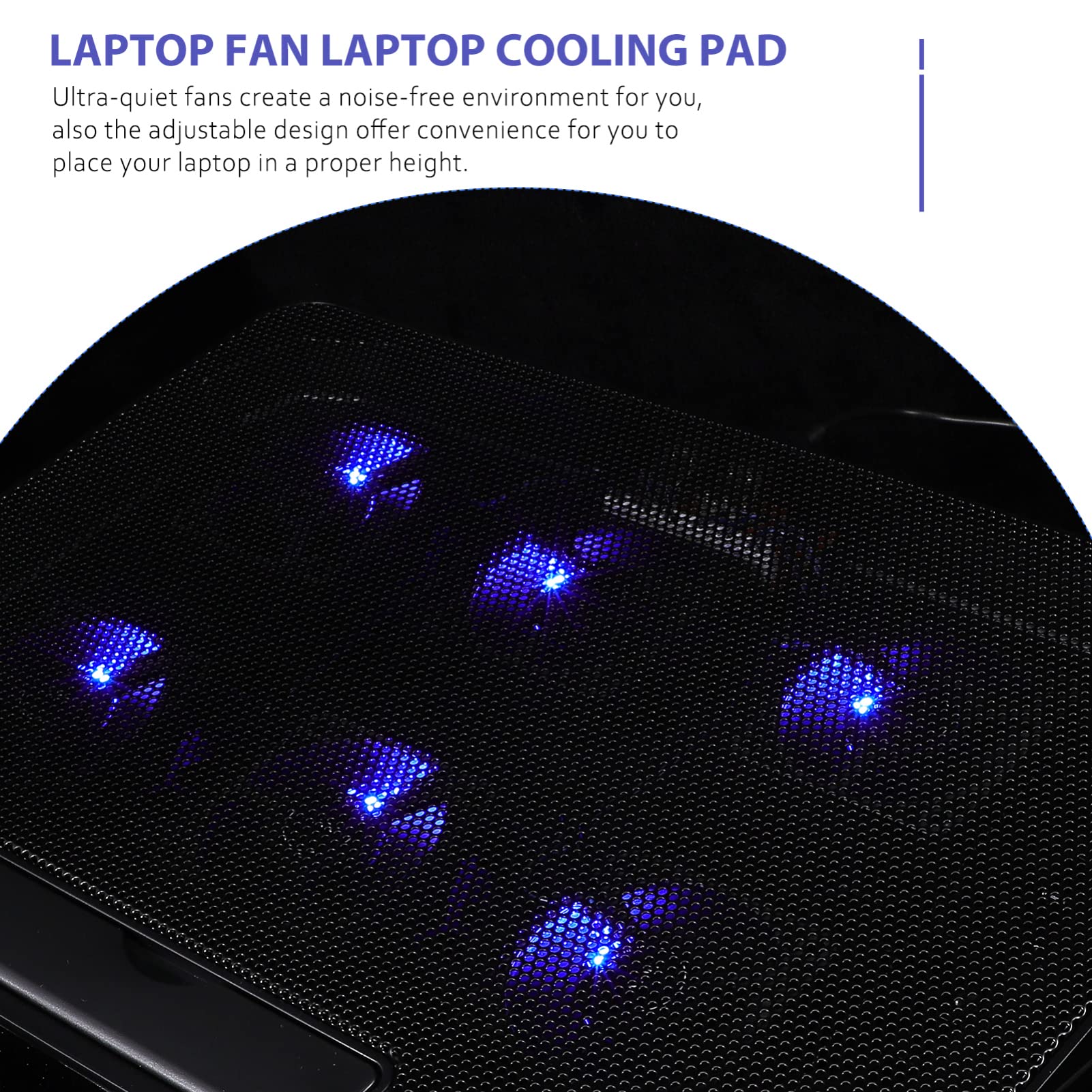Portable Laptop Cooling Pad with Fan - Adjustable Laptop Stand with Exhaust Cooling System, Plastic Base for Desk Use, Ideal for Gaming, Office, and Home Workspaces