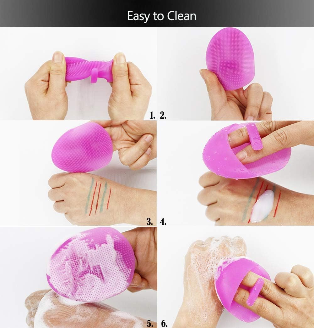VOUM Silicone Face Scrubber & Exfoliator Brush - Soft Facial Cleansing Brush for Blackhead Removal, Acne Treatment & Pore Deep Cleaning - Gentle Skin Care Tool for Men & Women (Pack of 2) - Perfect for Daily Skincare Routine & Travel Essentials