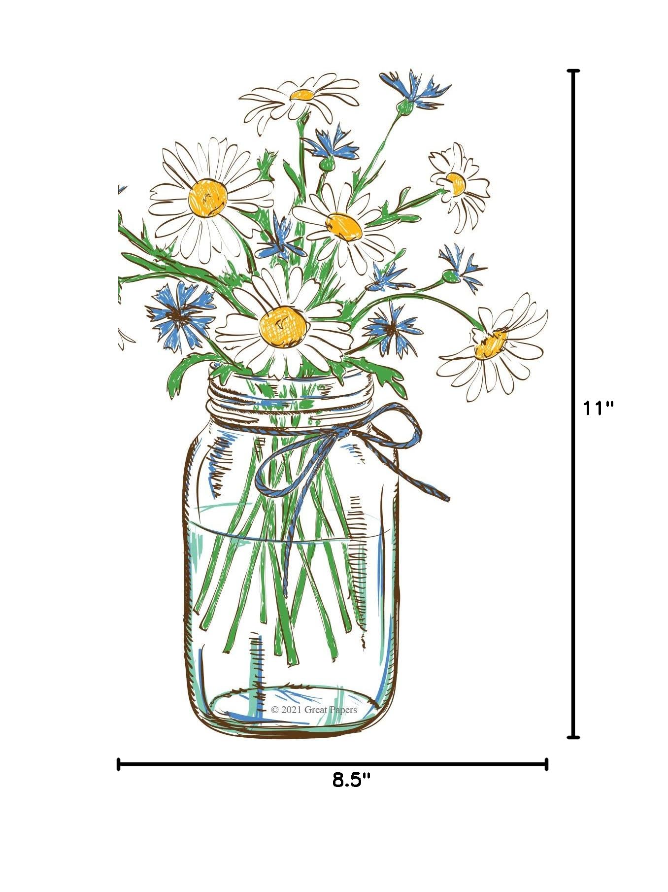 Premium Mason Daisies Letterhead Stationery Paper - 8.5