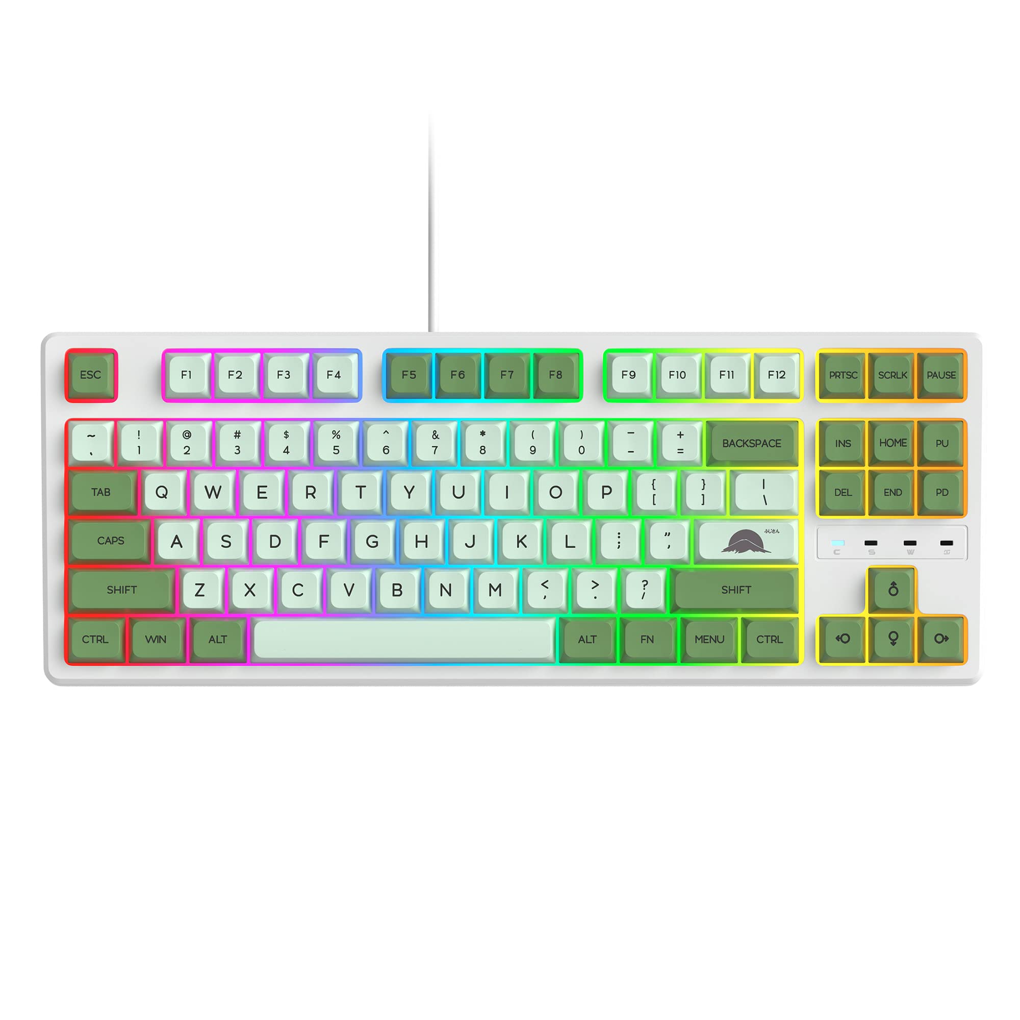 Fogruaden 75% Mechanical Keyboard with Red Switch, RGB Backlit Gaming Keyboard, 87 Keys Compact TKL Wired Keyboard for PC, Mac, Windows - Matcha Green | Perfect for Gaming, Typing & Office Work