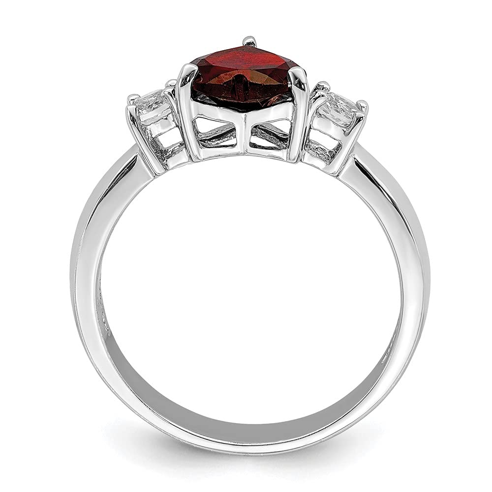 925 Sterling Silver Heart Garnet & White Topaz Ring for Women - Dainty Valentine's Day Gift, Anniversary Jewelry, Birthday Present for Her - Perfect for Romantic Occasions & Special Moments