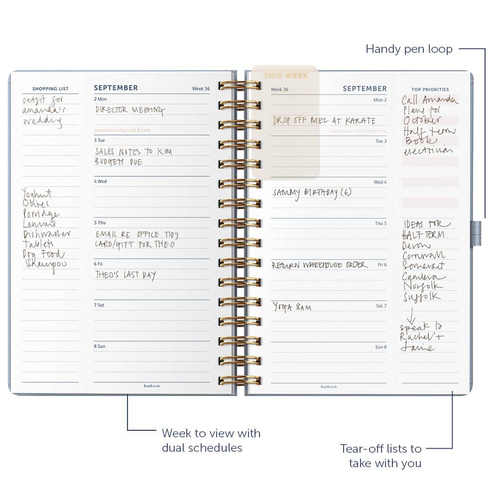 17-Month Busy Life Planner August 2024 - December 2025 | A5 Weekly Planner with Dual Schedules, Pockets & Shopping Lists | Perfect for Work, School & Personal Organization