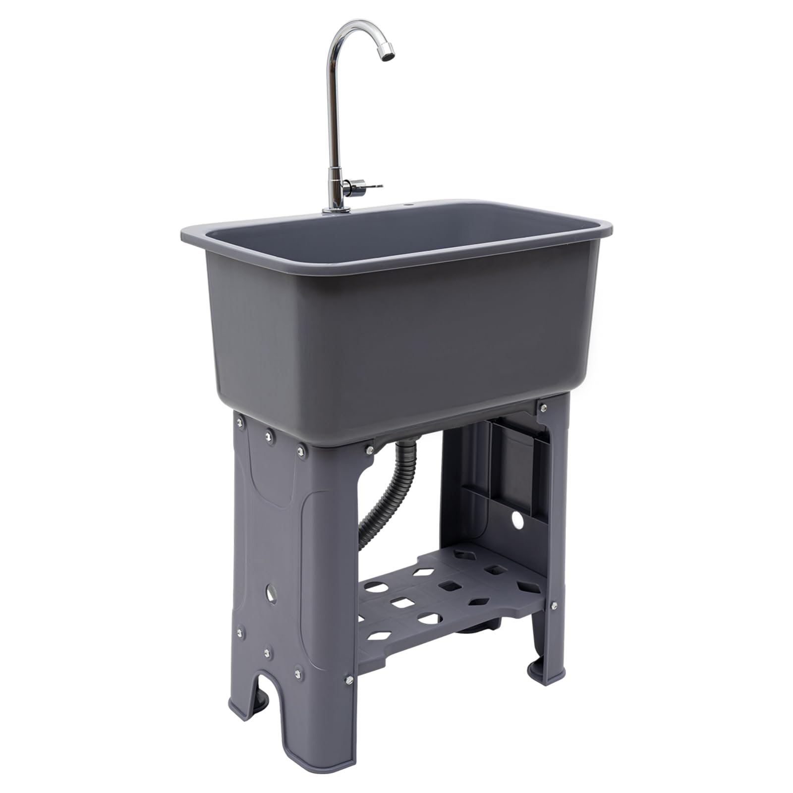 Freestanding Utility Sink with 360° Rotating Faucet & Storage Shelf - Heavy Duty Laundry Sink for Basement, Garage, Bathroom, Kitchen | Perfect for Washing Clothes, Cleaning Tools & Household Chores