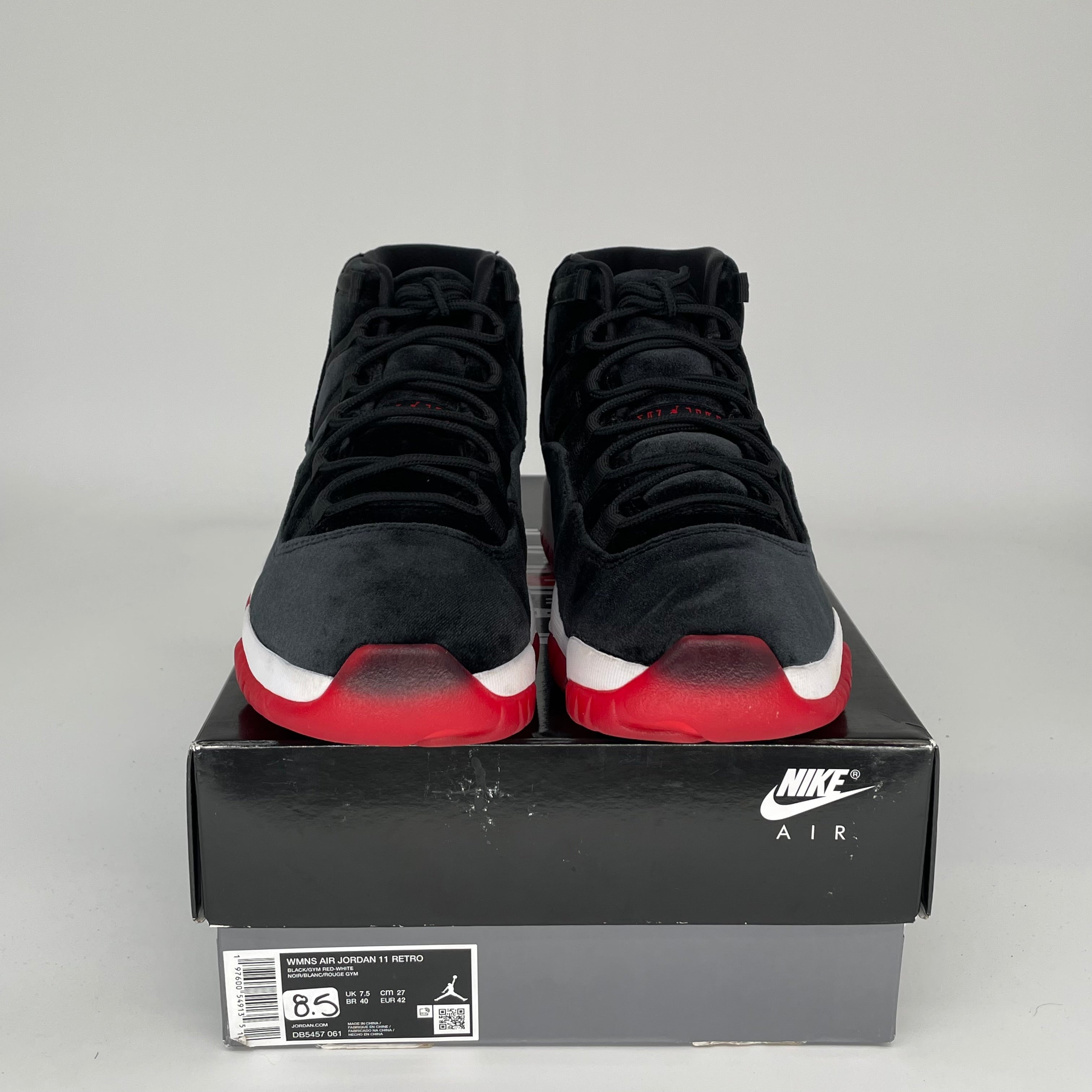 AIR JORDAN 11 BRED VELVET Basketball Shoes - Women's Size 8.5/10W (DB5457-061) - Perfect for Streetwear, Gym & Casual Fashion