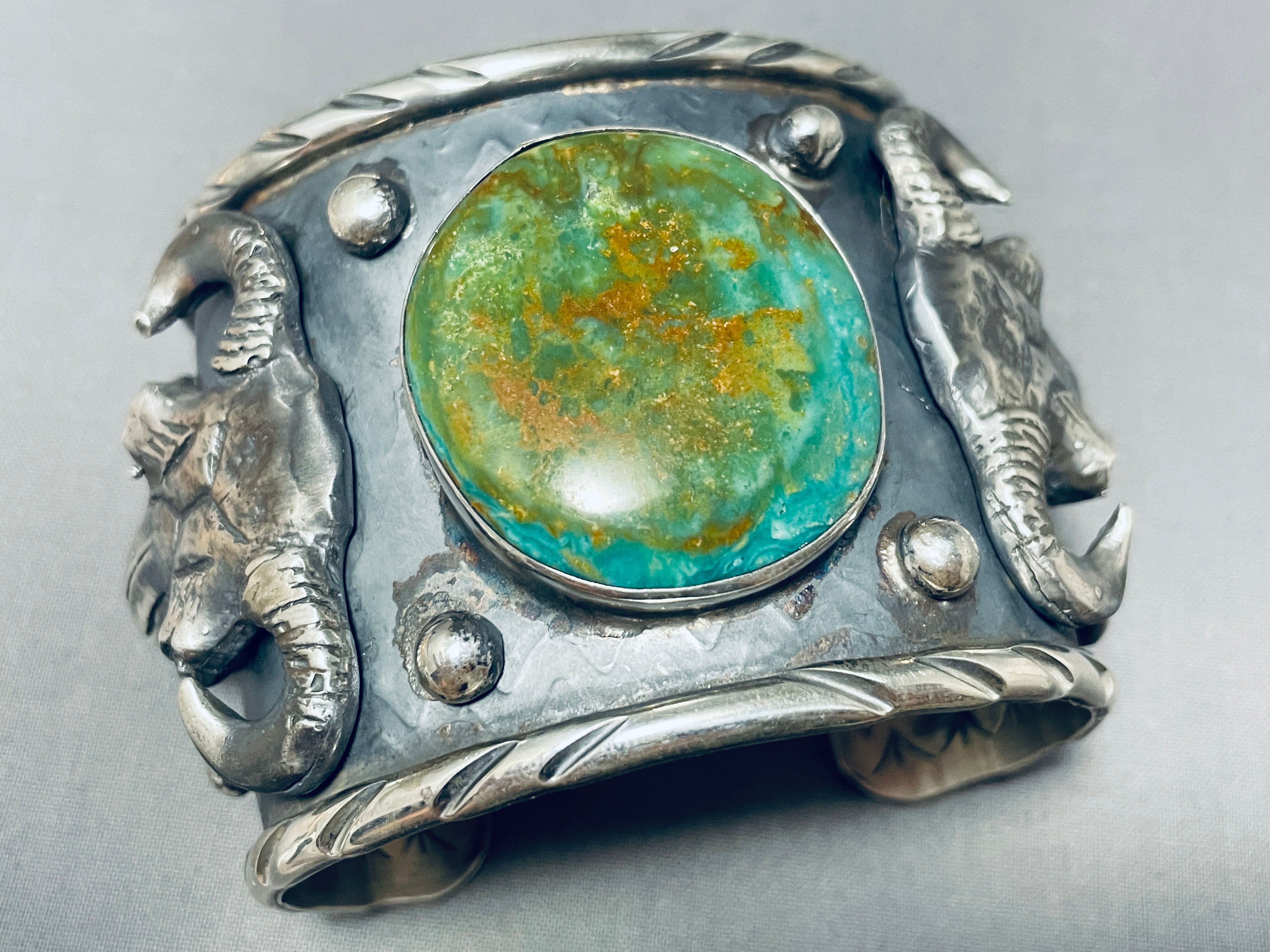 140 Gram Monster Native American Green Turquoise Sterling Silver Bracelet - Handmade Southwest Jewelry for Women & Men - Perfect for Boho Fashion, Festivals & Gift Giving