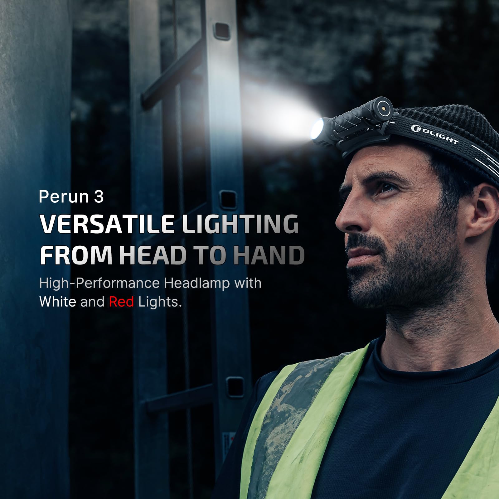 Olight Perun 3 Rechargeable 3000 Lumens LED Headlamp Flashlight with Red Light - IPX8 Waterproof Headlight with Adjustable Headband for Camping, Hiking, Running, Cycling & Night Work (Midnight Blue)
