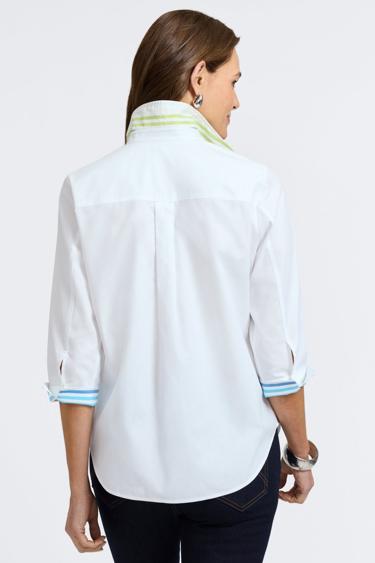 Margie No Iron Pinpoint 3/4 Sleeve Shirt for Women - Wrinkle-Free Comfort Office Wear & Business Casual Attire
