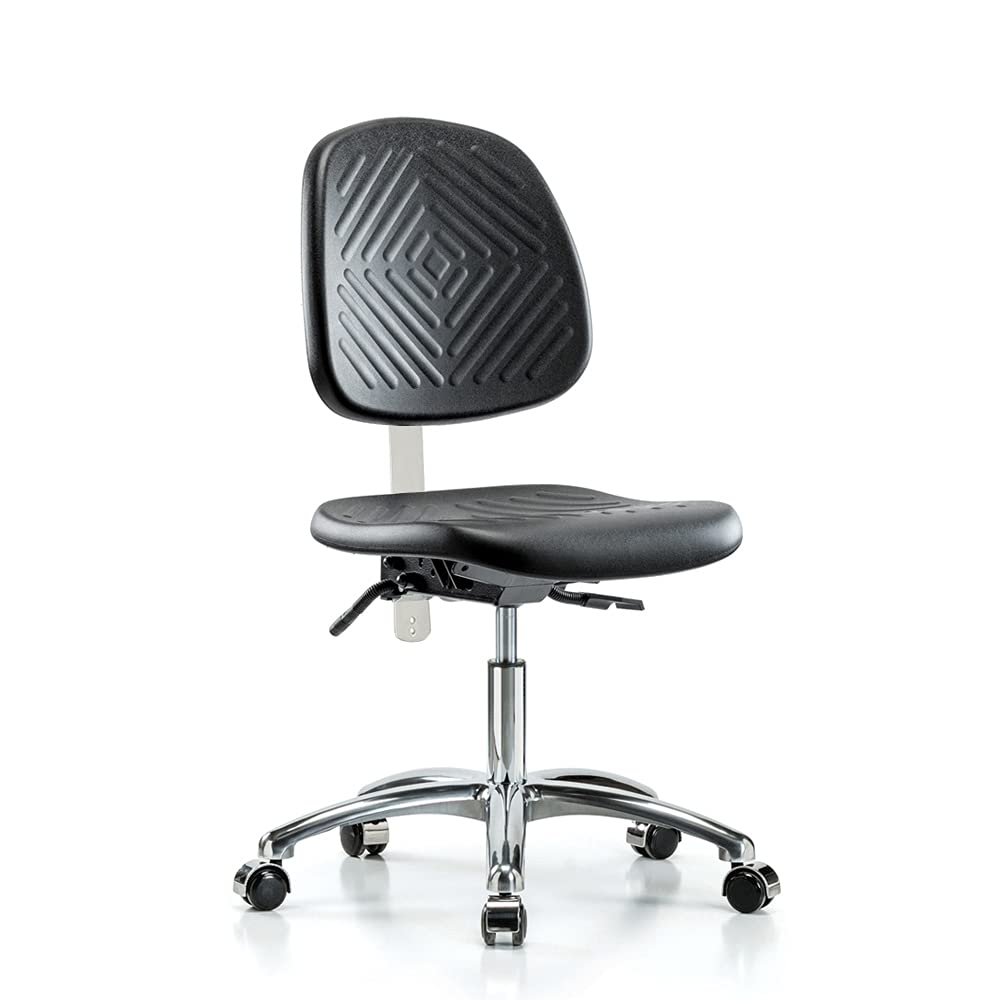 Ergonomic Industrial Chair with Large Back Support - Adjustable Desk Height for Clean Rooms & Laboratories | Perfect for Office, Factory & Medical Use