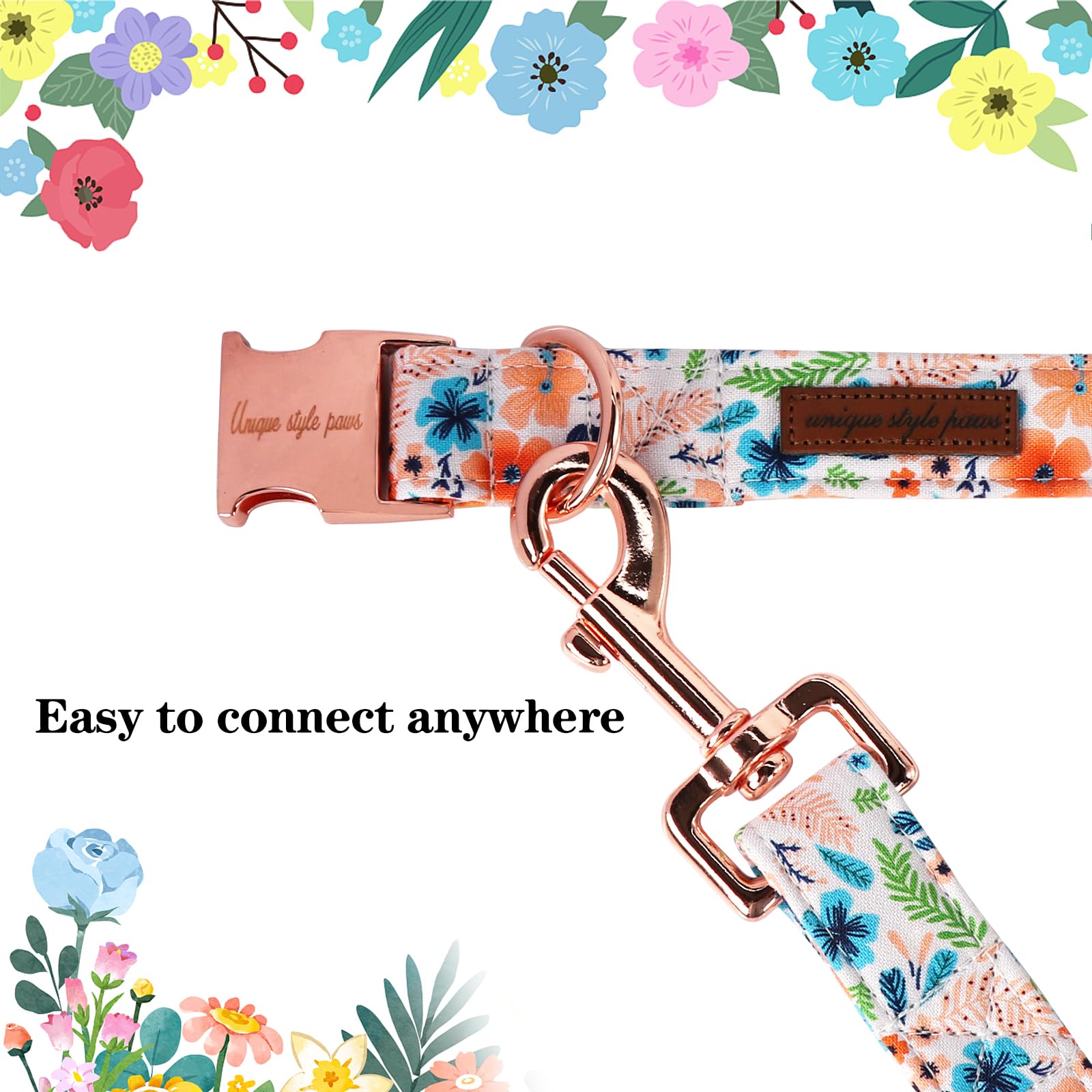 Stylish Cotton Dog Collar with Bow Tie Floral Plaid Pattern - Adjustable Pet Collar for Small Medium Large Dogs - Perfect for Daily Walks, Pet Parties & Gifts