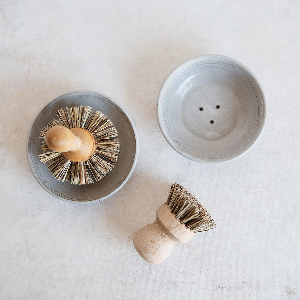 Ceramic Dish Brush Holder - Stylish and Functional Kitchen Organizer for Sink Countertop | Perfect for Sponge, Scrubber, and Utensil Storage