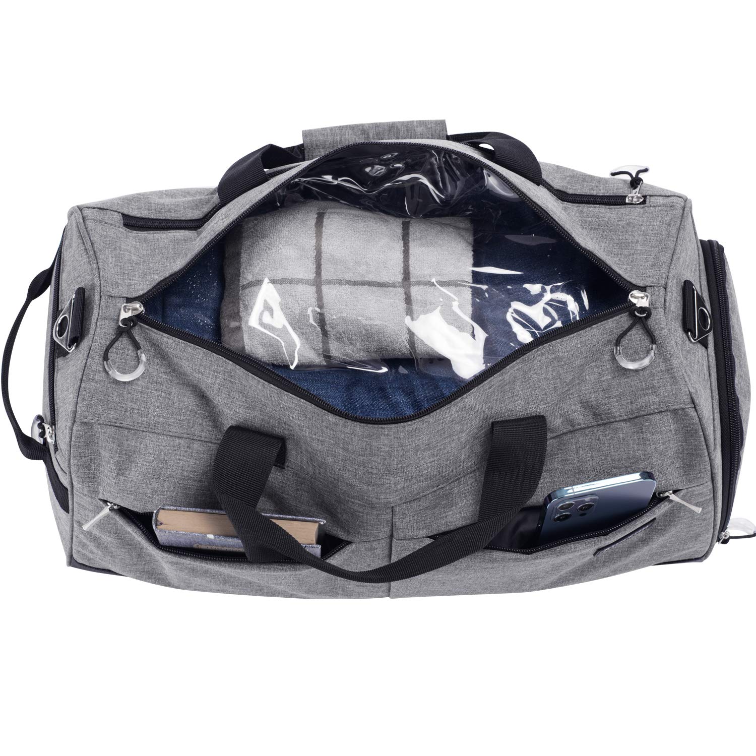 Kuston Sports Gym Bag with Separate Shoes Compartment & Wet Pocket - Durable Gym Duffel Bag for Men & Women - Perfect for Workouts, Travel & Overnight Trips - Grey