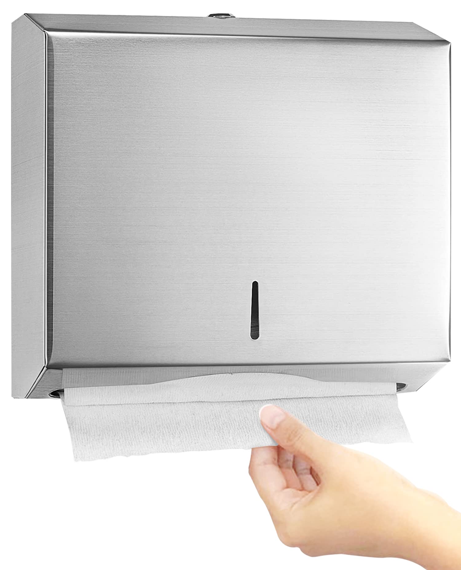 Alpine Industries Vertical Wall Mount Paper Towel Dispenser with 290 C-Fold & 380 Multi-Fold Towels - Commercial & Home Kitchen, Restroom, Office Use