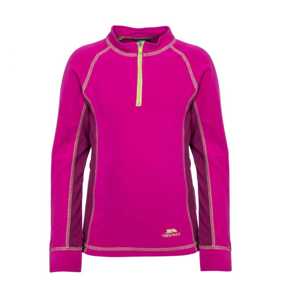 Trespass Bubbles Girls Thermal Base Layer Set - Warm Fleece-Lined Long Sleeve Top & Pants for Winter - Azalea Pink - Perfect for Skiing, Snowboarding & Outdoor Activities