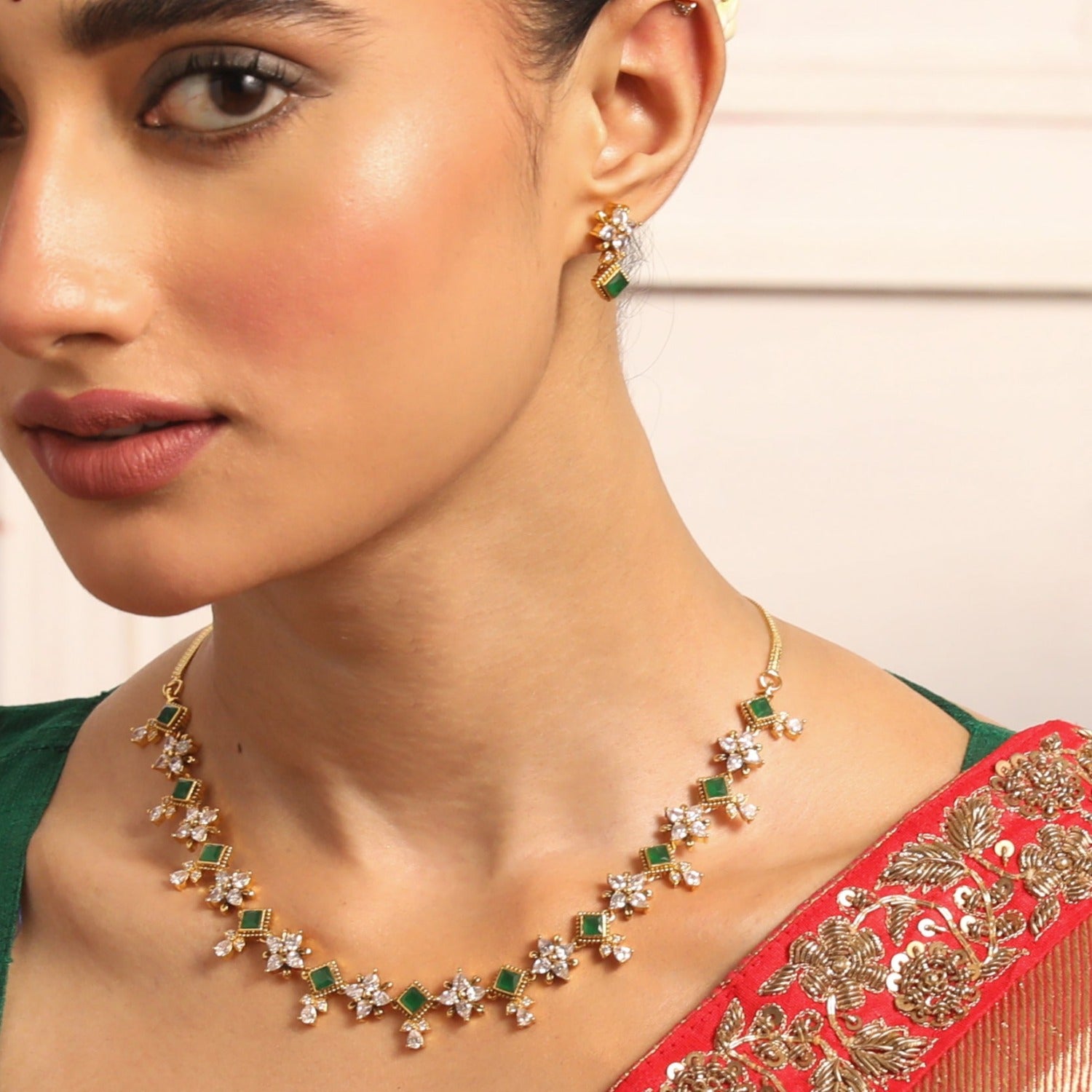 Elegant Floral Opulence Cubic Zirconia Necklace Set for Women - Perfect for Weddings, Parties & Special Occasions